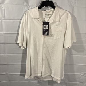 NWT Birddogs Tech Linen Shirt Men’s 2XL Short Sleeve Button Up Bright White